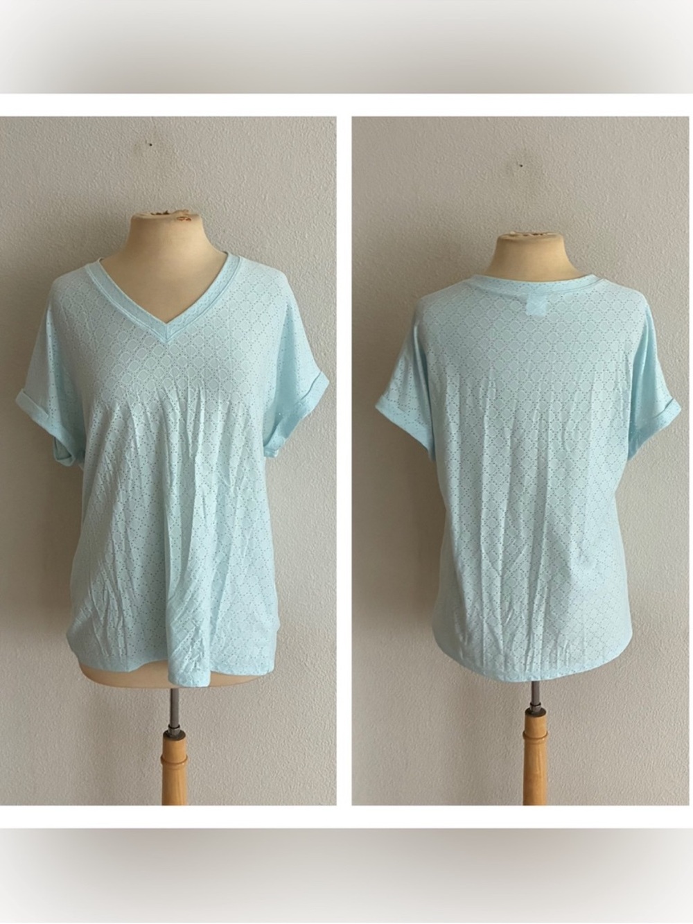 Wiholl blue eyelet tee